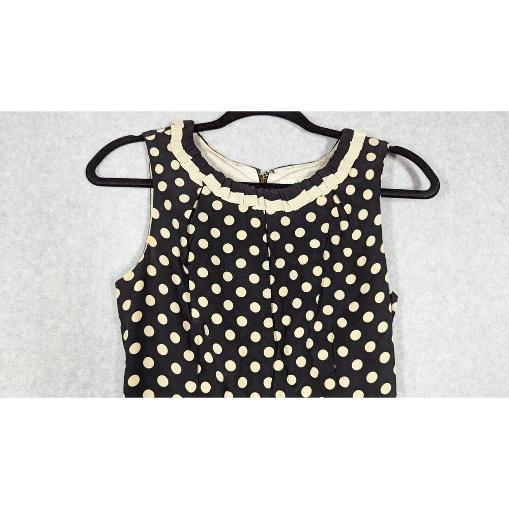 Kate Spade Women Dress Size 00 Hailee Silk Sleeveless Shift Pleated Polka Dot - Picture 2 of 12